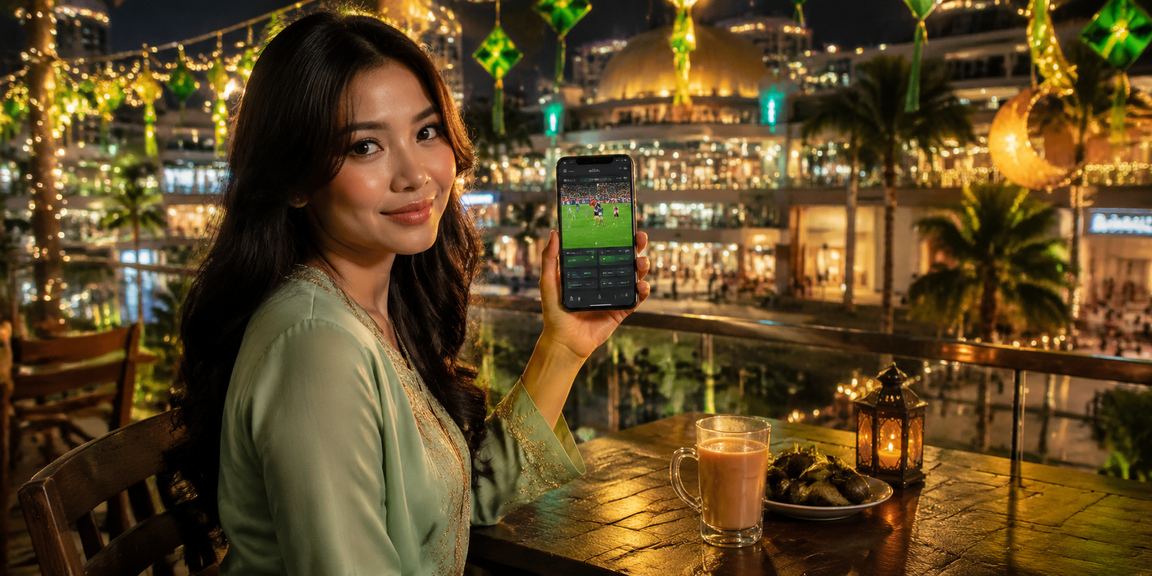 Johor Bahru football fans watching matches and placing sports bets on cikgu88 during Hari Raya